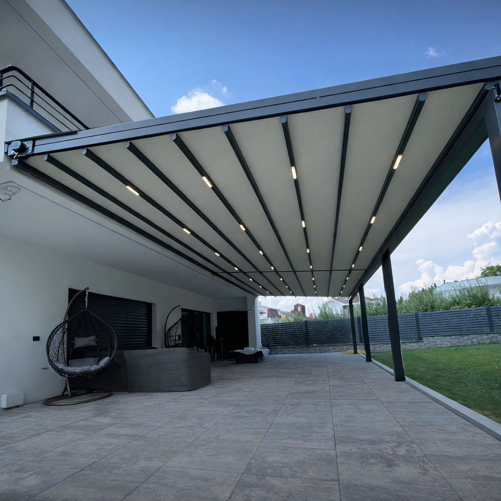 Hliníková pergola se stahovací střechou